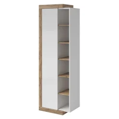 Colonna libreria 67x200h cm 1 anta moderna bianco lucido rovere Aria