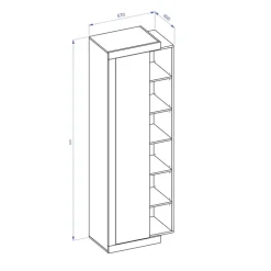Colonna libreria 67x200h cm 1 anta moderna bianco lucido rovere Aria
