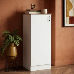 Colonna multiuso 60x148h cm componibile 1 anta bianco lucido rovere Kimera