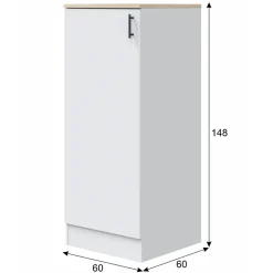 Colonna multiuso 60x148h cm componibile 1 anta bianco lucido rovere Kimera