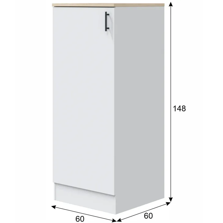 Colonna multiuso 60x148h cm componibile 1 anta bianco lucido rovere Kimera