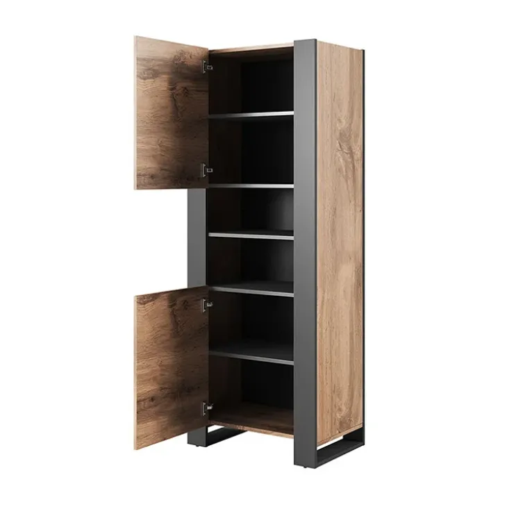 Colonna soggiorno 65x171h cm 2 ante 2 vani a giorno legno antracite Tampere