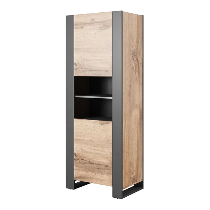 Colonna soggiorno 65x171h cm 2 ante 2 vani a giorno legno antracite Tampere