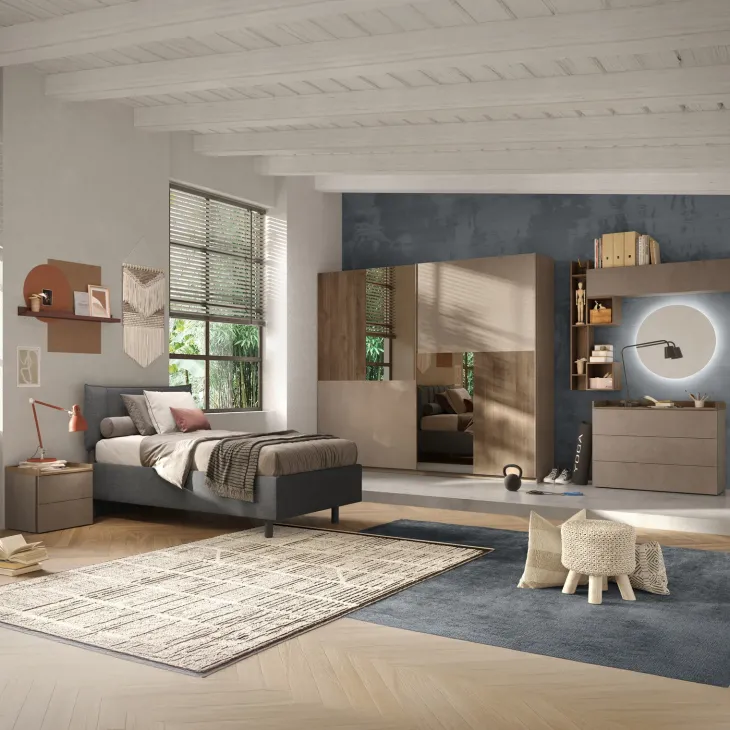 Comò cassettiera multifunzione 113x85h cm 3 cassetti marrone bronzo rovere scuro Brunny