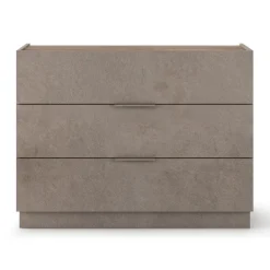 Comò cassettiera multifunzione 110x83h cm 3 cassetti marrone bronzo rovere scuro Silky