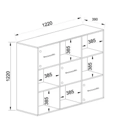 Comò libreria 122x122h cm con cassetti e vani a vista bianco frassinato rosa Bra