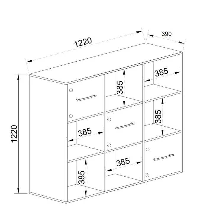 Comò libreria 122x122h cm con cassetti e vani a vista bianco frassinato rosa Bra