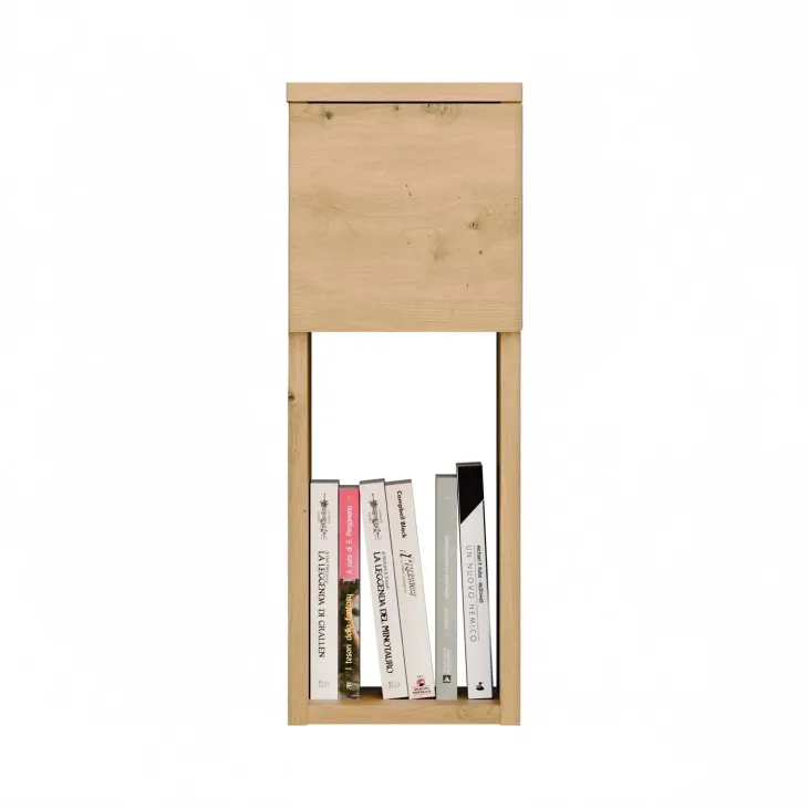 Comodino alto 20x55h cm 1 cassetto 1 vano a giorno rovere Giacarta