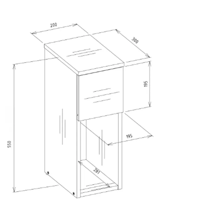 Comodino alto 20x55h cm 1 cassetto 1 vano a giorno rovere Giacarta