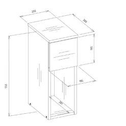 Comodino alto 20x55h cm 1 cassetto 1 vano a giorno bianco rovere Giacarta