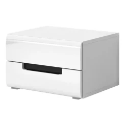 Comodino moderno 52x35h cm 2 cassetti bianco lucido Dubai Gihome®