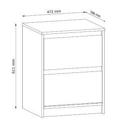 Comodino moderno 47x40h cm 2 cassetti rovere Funny