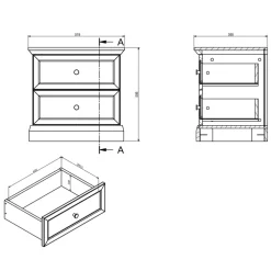 Comodino moderno 52x51h cm 2 cassetti shabby bianco Purro
