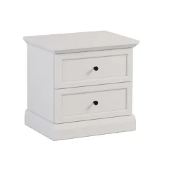Comodino moderno 52x51h cm 2 cassetti shabby bianco Purro