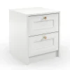 Comodino shabby 40x48h cm 2 cassetti bianco Shubo