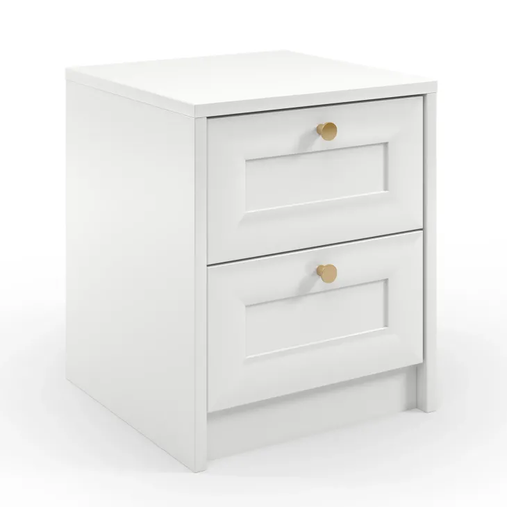 Comodino shabby 40x48h cm 2 cassetti bianco Shubo