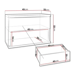 Comodino sospeso 45x32h cm con cassetto bianco Frog