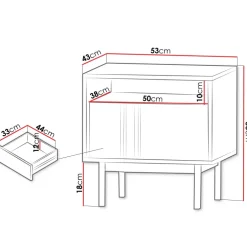 Comodino 53x53 cm 1 cassetto antracite rovere Essenzia