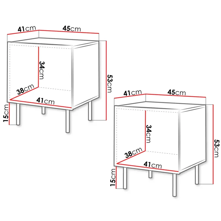 Comodino 45x53h cm 1 anta noce cannettato Gabiot
