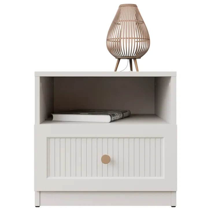 Comodino 46x44h cm cannettato 1 cassetto beige cashmere Rolly