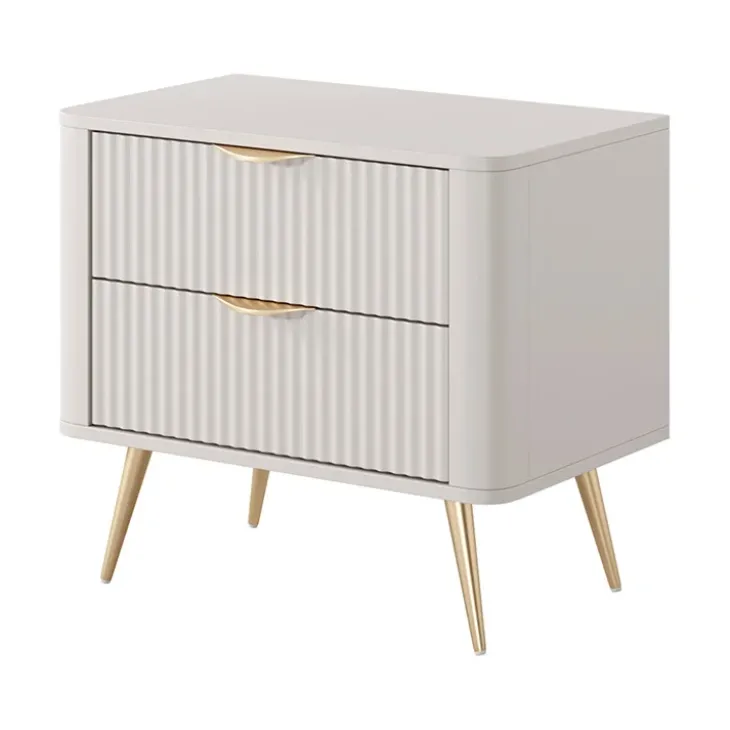 Comodino 63x55h cm 2 cassetti beige cannettato Ramis