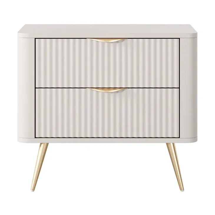 Comodino 63x55h cm 2 cassetti beige cannettato Ramis