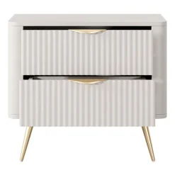 Comodino 63x55h cm 2 cassetti beige cannettato Ramis