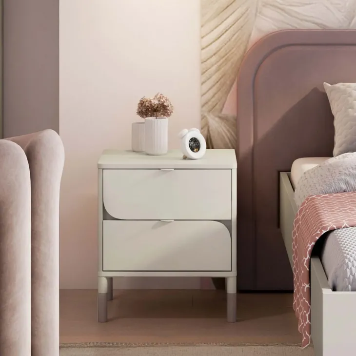 Comodino 46x52h cm 2 cassetti beige cashmere Rita