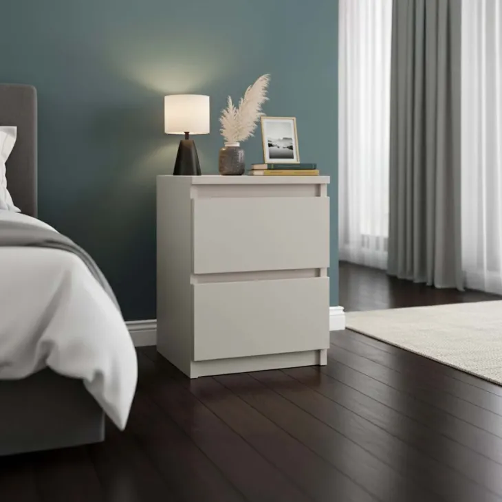 Comodino 30x40h cm 2 cassetti beige cashmere Kitri