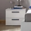 Comodino 51x42h cm 2 cassetti bianco maniglie blu Enjoy