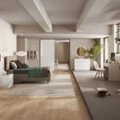 Comodino 50x52h cm 2 cassetti bianco lucido Silky