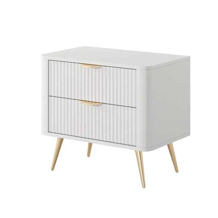 Comodino 63x55h cm 2 cassetti bianco opaco cannettato Ramis
