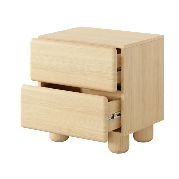 Comodino 50x52h cm 2 cassetti camera da letto rovere chiaro Mellow