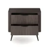 Comodino 63x55h cm 2 cassetti camera da letto wengè nero Vesper