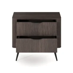 Comodino 63x55h cm 2 cassetti camera da letto wengè nero Vesper