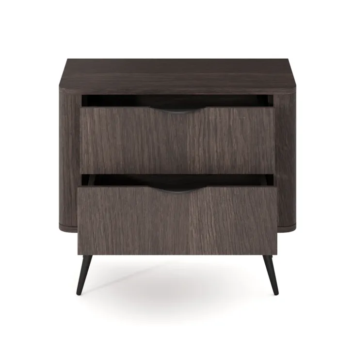 Comodino 63x55h cm 2 cassetti camera da letto wengè nero Vesper