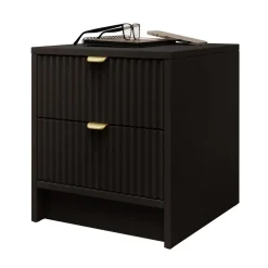 Comodino 35x40h cm 2 cassetti cannettato nero Athena