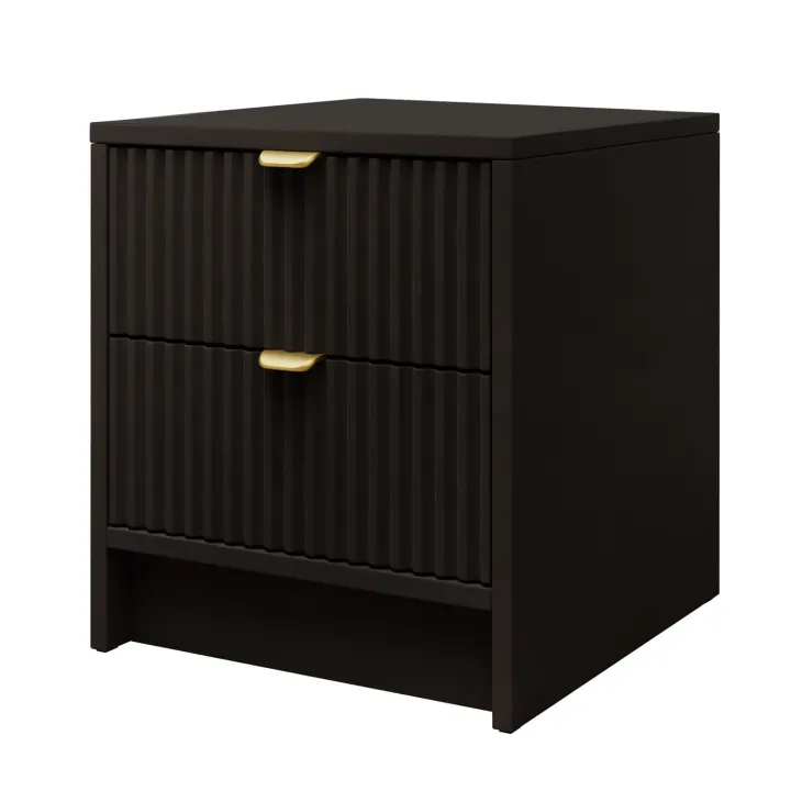 Comodino 35x40h cm 2 cassetti cannettato nero Athena