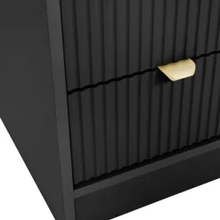 Comodino 35x40h cm 2 cassetti cannettato nero Athena