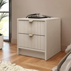 Comodino 35x40h cm 2 cassetti cannettato beige Athena
