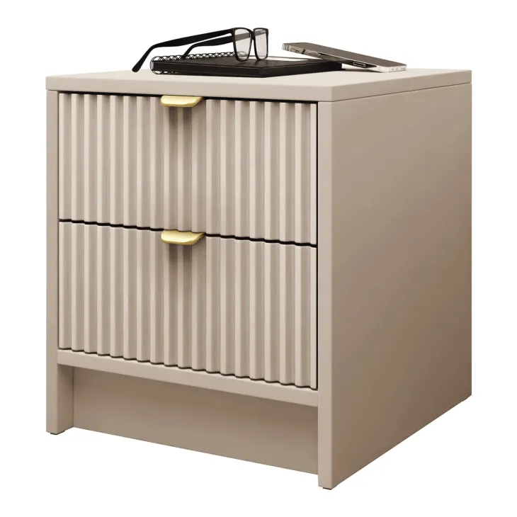 Comodino 35x40h cm 2 cassetti cannettato beige Athena