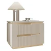 Comodino 56x42h cm 2 cassetti cannettato beige cashmere oro Gatsby