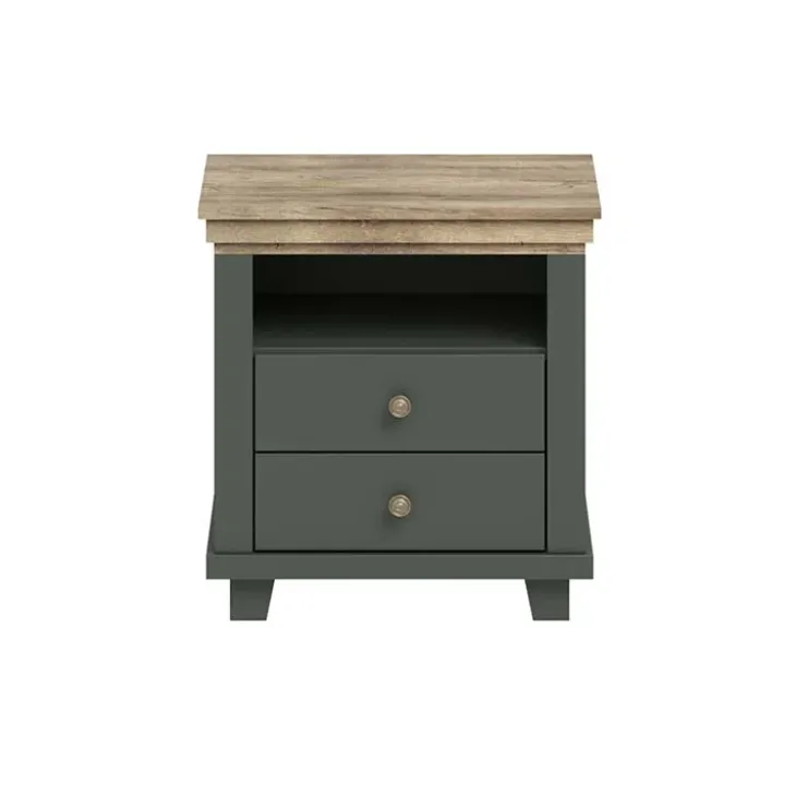 Comodino 52x54h cm 2 cassetti moderno verde quercia Texel