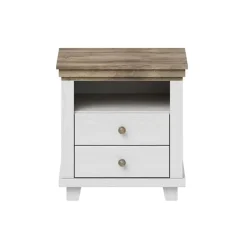 Comodino 52x54h cm 2 cassetti moderno bianco frassinato quercia Texel