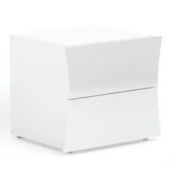 Comodino 50x40h cm 2 cassetti moderno bianco lucido Neve