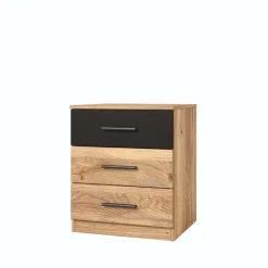 Comodino 46x56h cm 3 cassetti rovere nero Yve