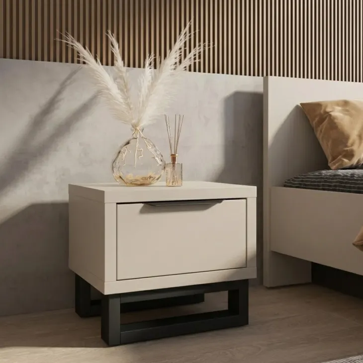 Comodino 55x49h cm 1 cassetto beige cashmere Petra