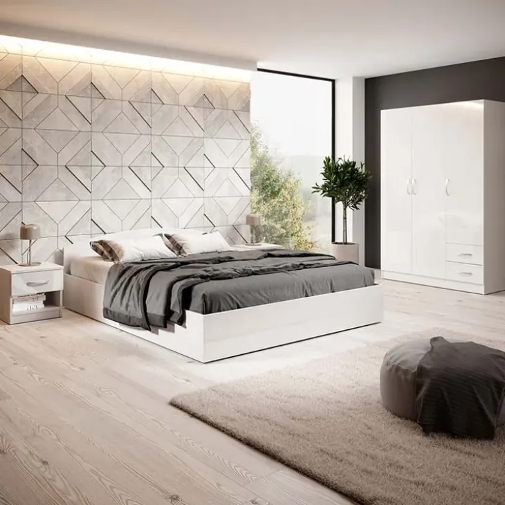 Comodino 40x40h cm 1 cassetto bianco lucido Tropea-Roma-Sorrento