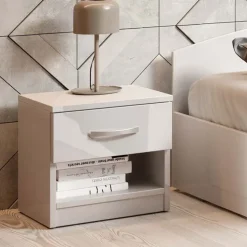 Comodino 40x40h cm 1 cassetto bianco lucido Tropea-Roma-Sorrento