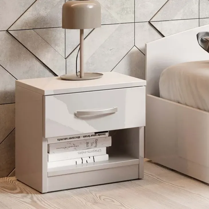 Comodino 40x40h cm 1 cassetto bianco lucido Tropea-Roma-Sorrento
